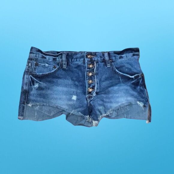 Free People Cut Off High Riss Button Fly Shorts Size 29 #80 - Picture 2 of 5